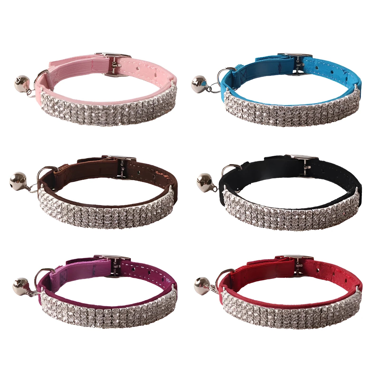 Soft flocking cat collar with elastic buckle in multiple colour options.