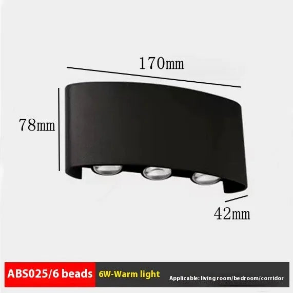 Outdoor waterproof double-headed garden lamp with 6 LED beads, ABS plastic, black finish