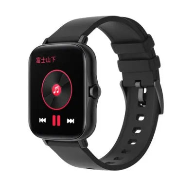 Blue smart watch with 1.7-inch touch screen on adjustable silicone strap