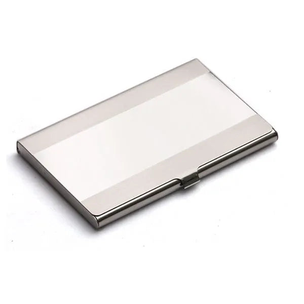 304 stainless steel geometric business card case with three finish options