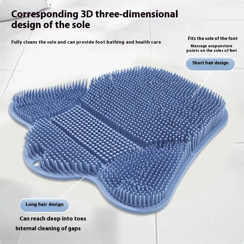Blue silicone bath massage cushion with textured surface measuring 31cm by 32cm for bathing and relaxation