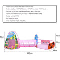 Cartoon marine themed three-in-one children's fabric play tent with ball pool tunnel