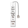Stainless steel metal bookmark with literary lettering and a tassel, showing colour options ML152-1 to ML152-5.