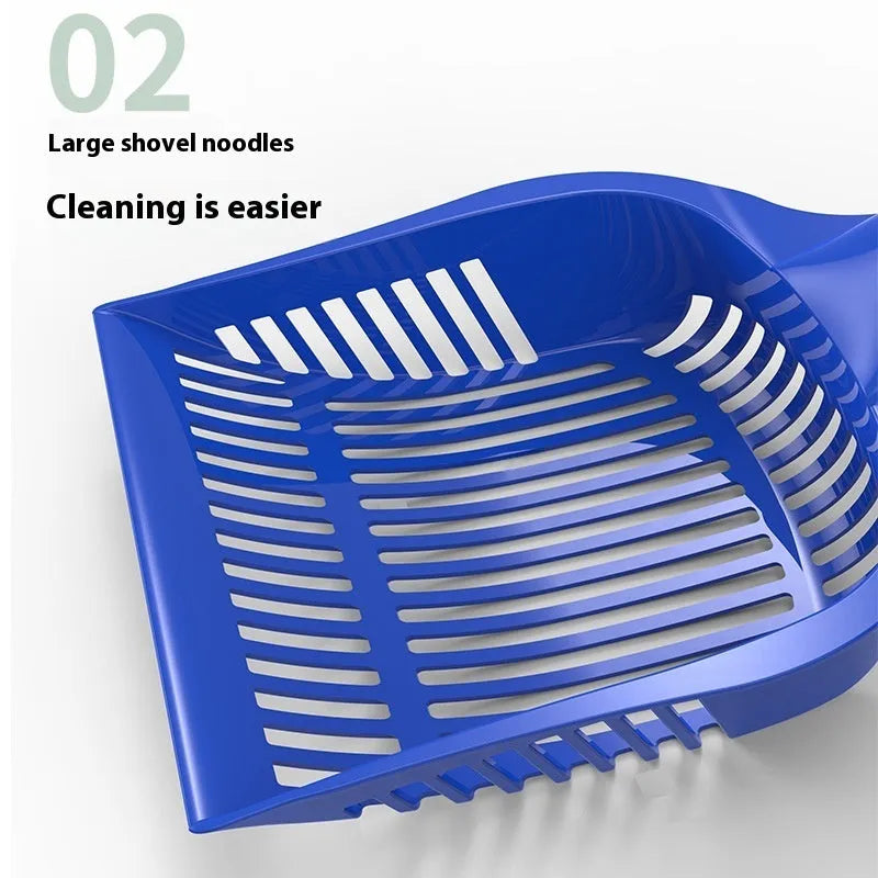 PP plastic cat litter scoop in red, yellow or blue colours showing small and medium size options