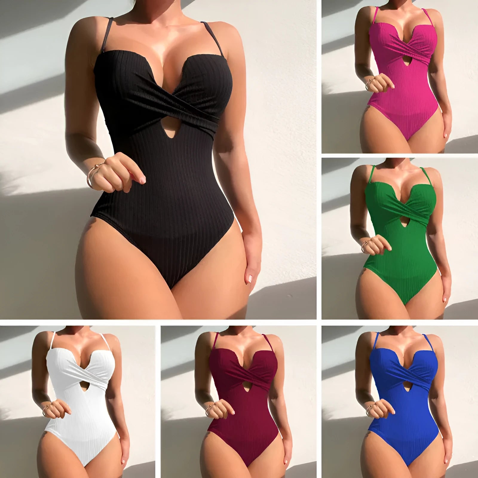 Solid colour one-piece swimsuit for women in a slim fit design.