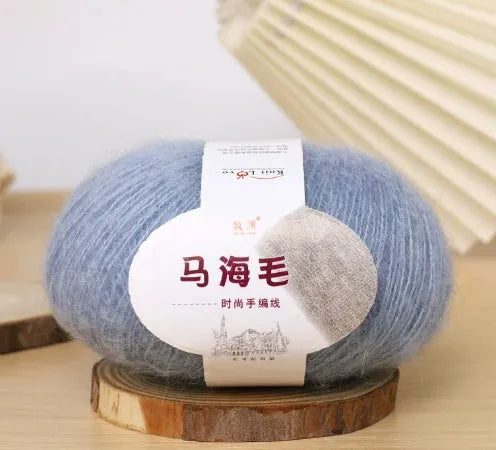Mohair wool ball for DIY scarf knitting kit with Inverness thread in multiple colour options