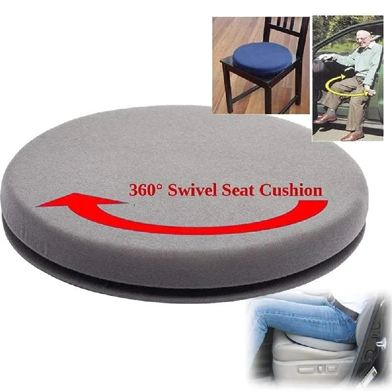 360-degree rotating car seat cushion with removable plush cover on a car seat