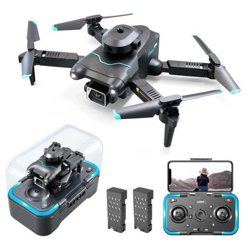 S96-black four-axis drone with dual cameras and obstacle avoidance sensors for aerial photography