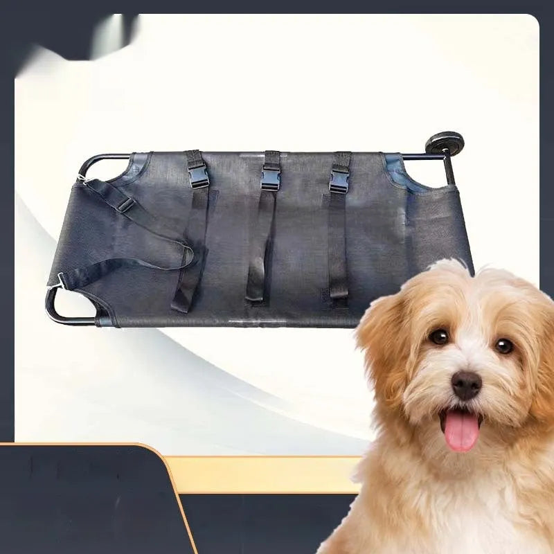 Large black aluminium alloy folding pet stretcher for dog emergency transport