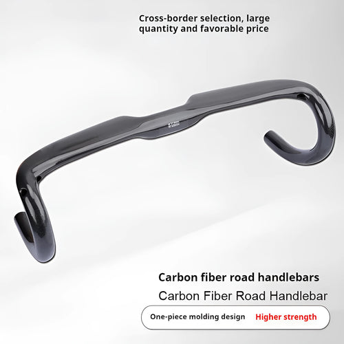 Carbon fibre road bicycle drop handlebars showing Black Grey Silver UD finish in 400mm width