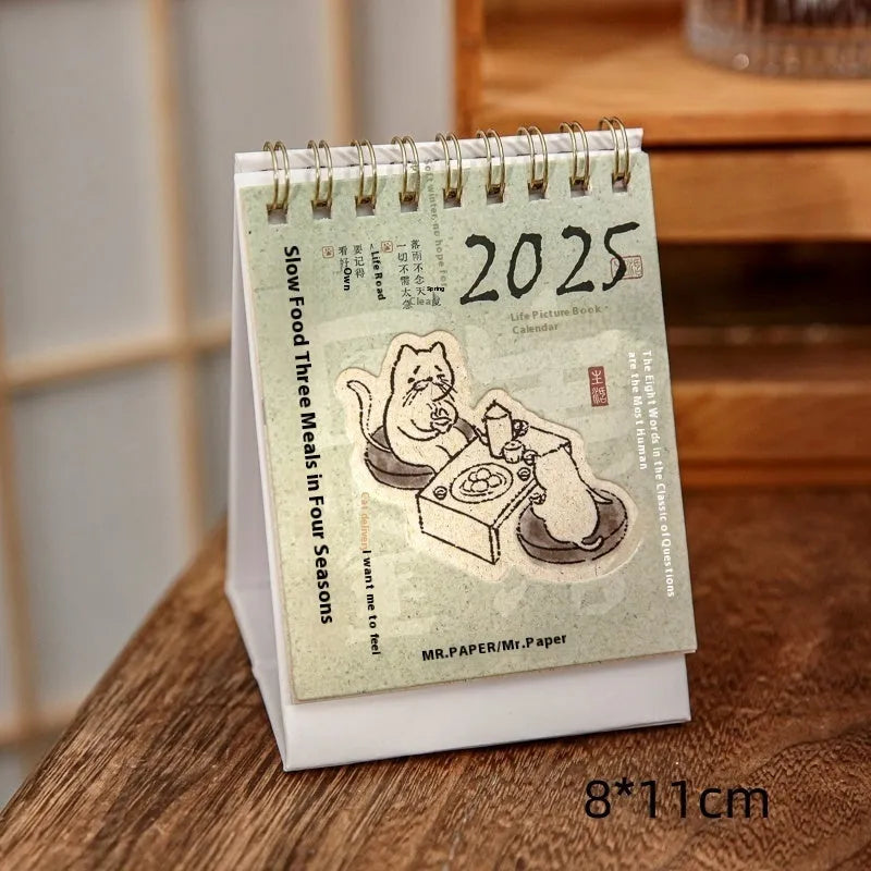 Mini coffee desk calendar 2025 with inspirational quotes and simple modern design