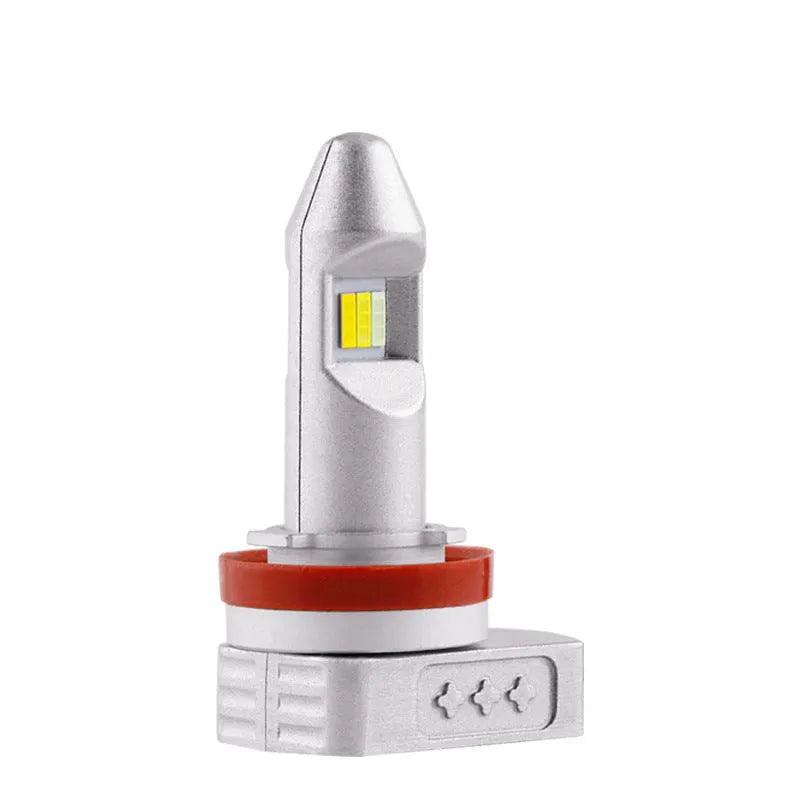 A single LED fog lamp replacement bulb with an aluminium housing, shown alongside compatible fitment codes H8, H9, H11, 9005, 9006.