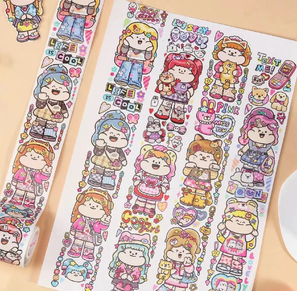 Cute cartoon character decorative sticker printed on Japanese paper for medical packaging.