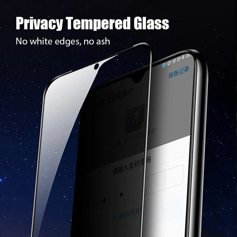 POCO and Redmi Note phone privacy screen protector with anti-spy filter and installation kit