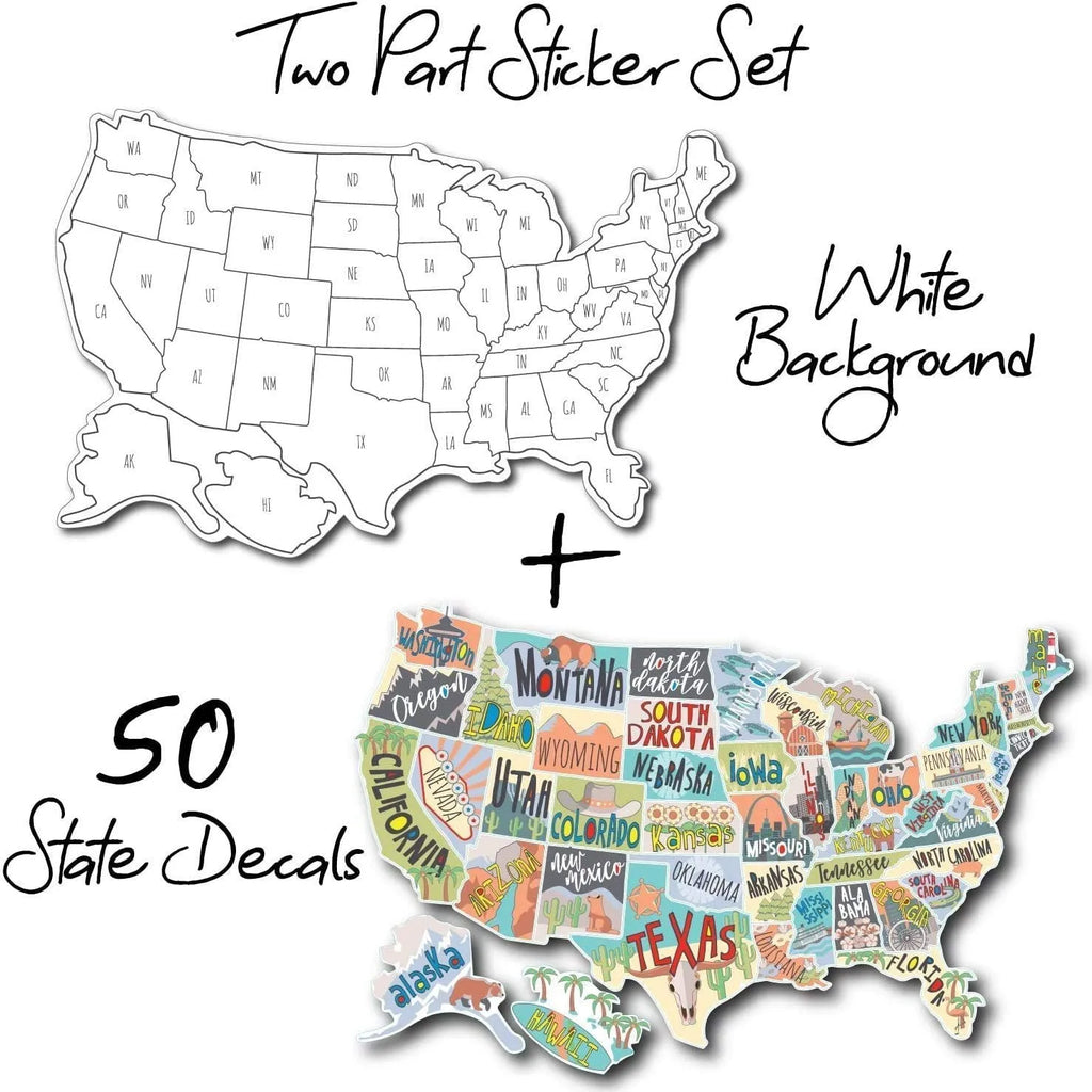Travel-themed car sticker set with map design and letter stickers for vehicle decoration