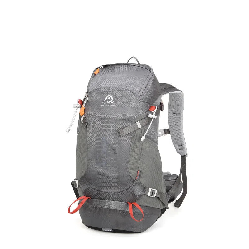 32L nylon hiking backpack in orange, solid colour, breathable waterproof outdoor sports bag