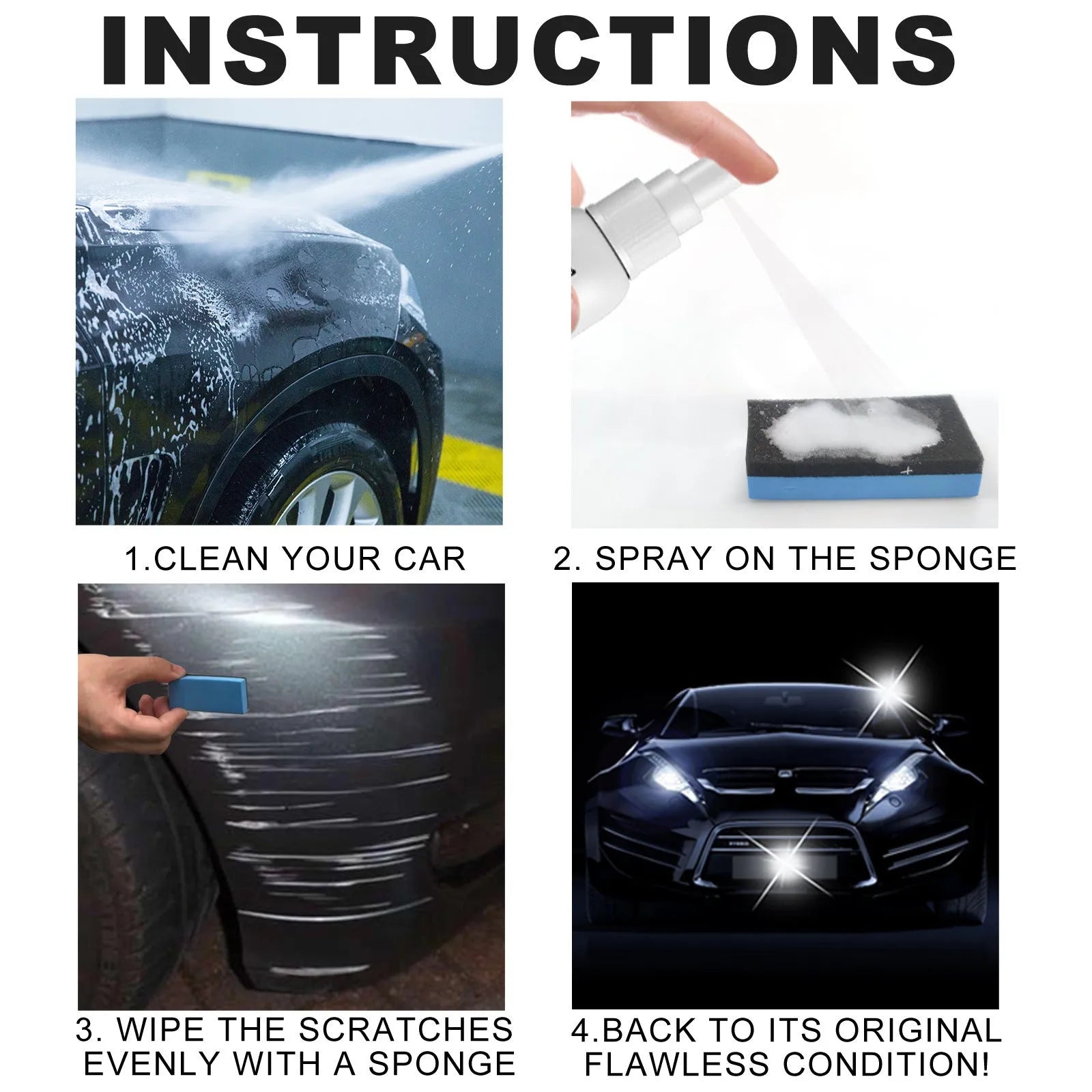 Car scratch repair spray kit with applicator for paint surface scratch removal
