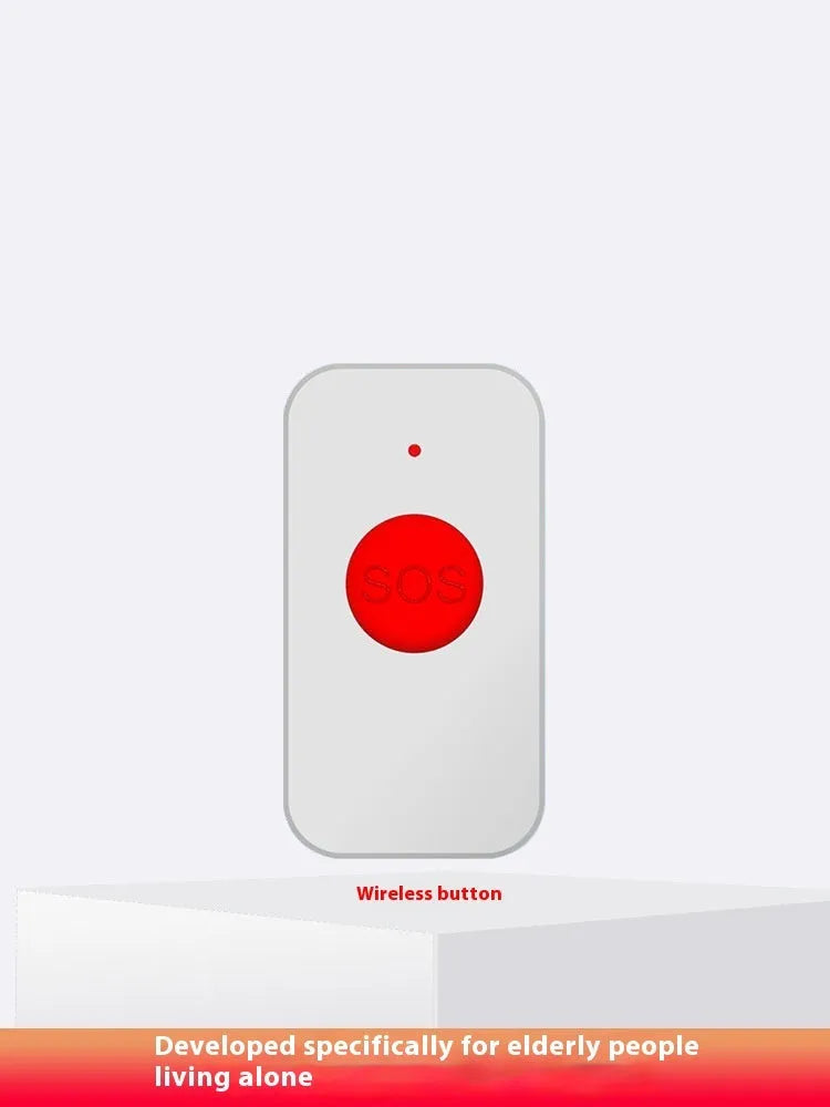 White emergency alert system with one buzzer unit and three wireless call buttons for elderly care