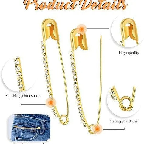 Rhinestone flower brooch pin for headscarf anti-exposure scarf buckle, gold or silver, 10 or 12 pack