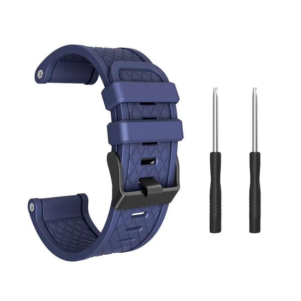 Jiaming 26mm silicone sports watch strap with stainless steel buttons in multiple colour options