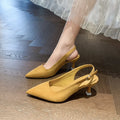 Women's suede stiletto high heels with pointed toe in apricot colour