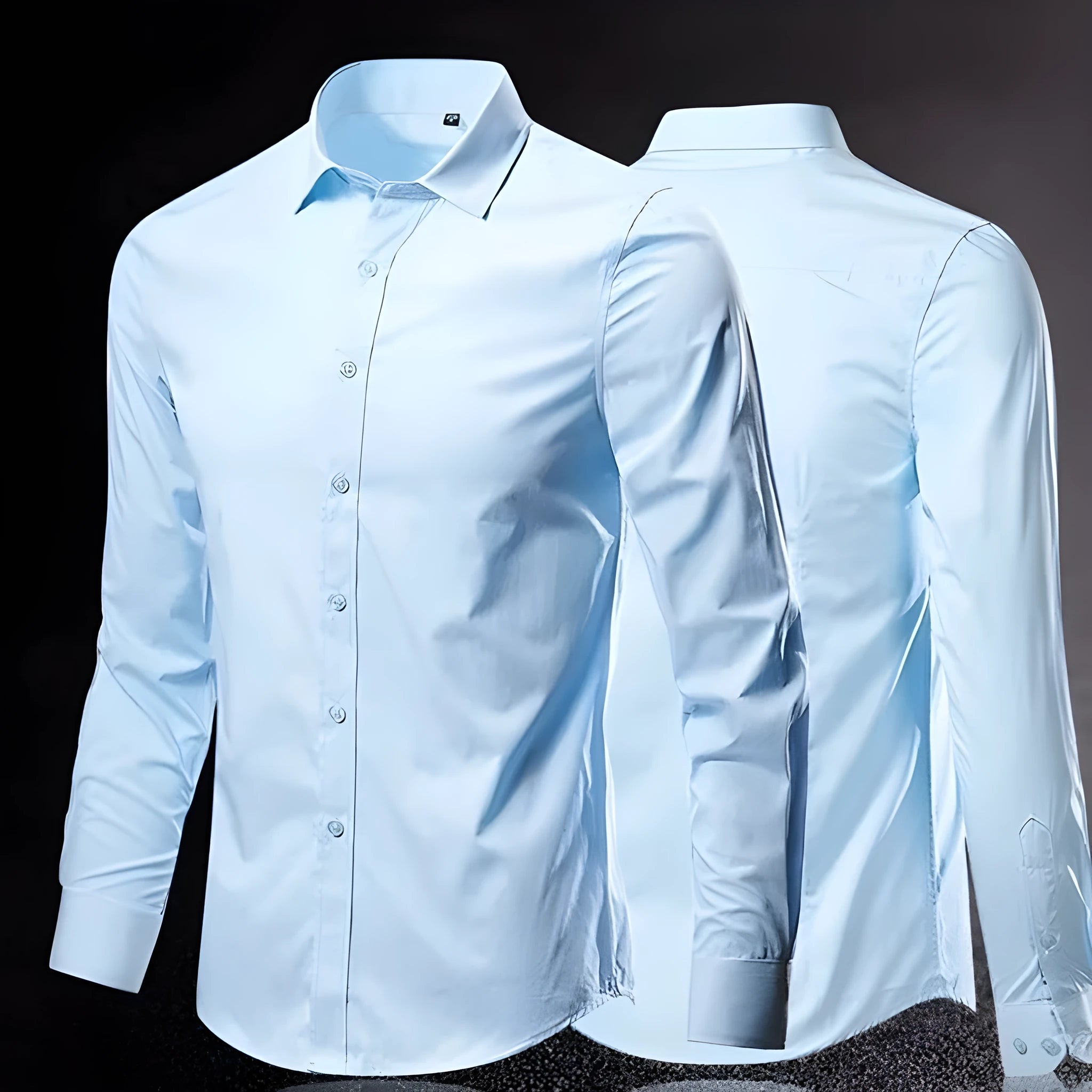 Loose fit long sleeve linen shirt shown in multiple colour options.