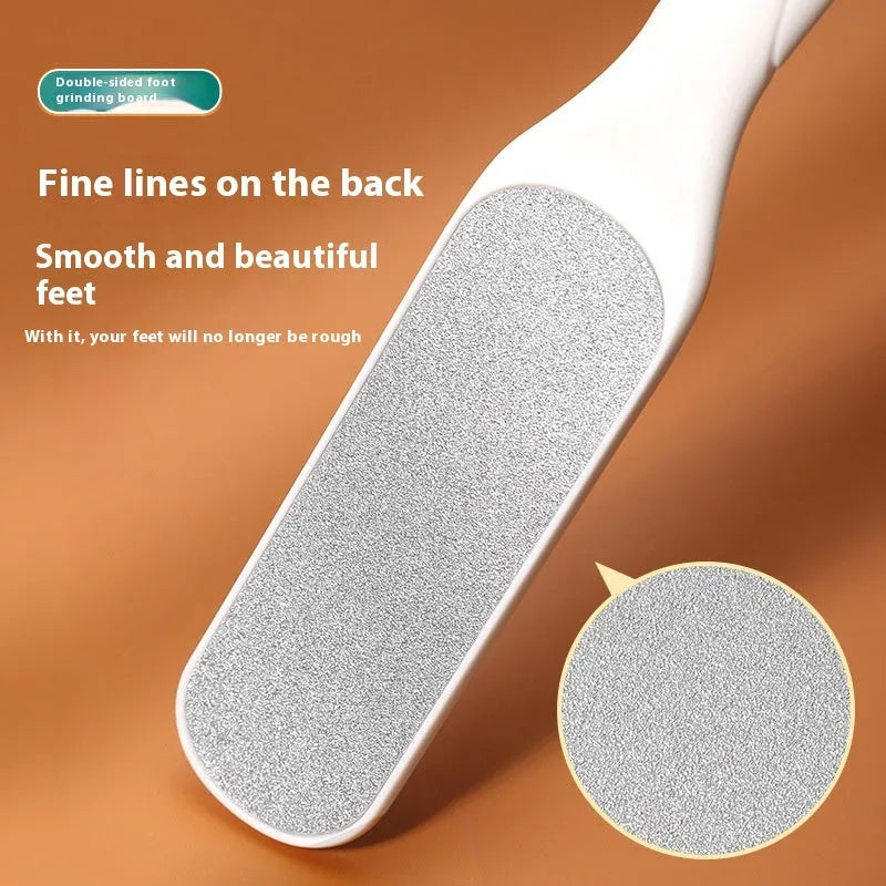 Stainless steel foot grinder tool with double-sided sandpaper files in white and black OPP bags