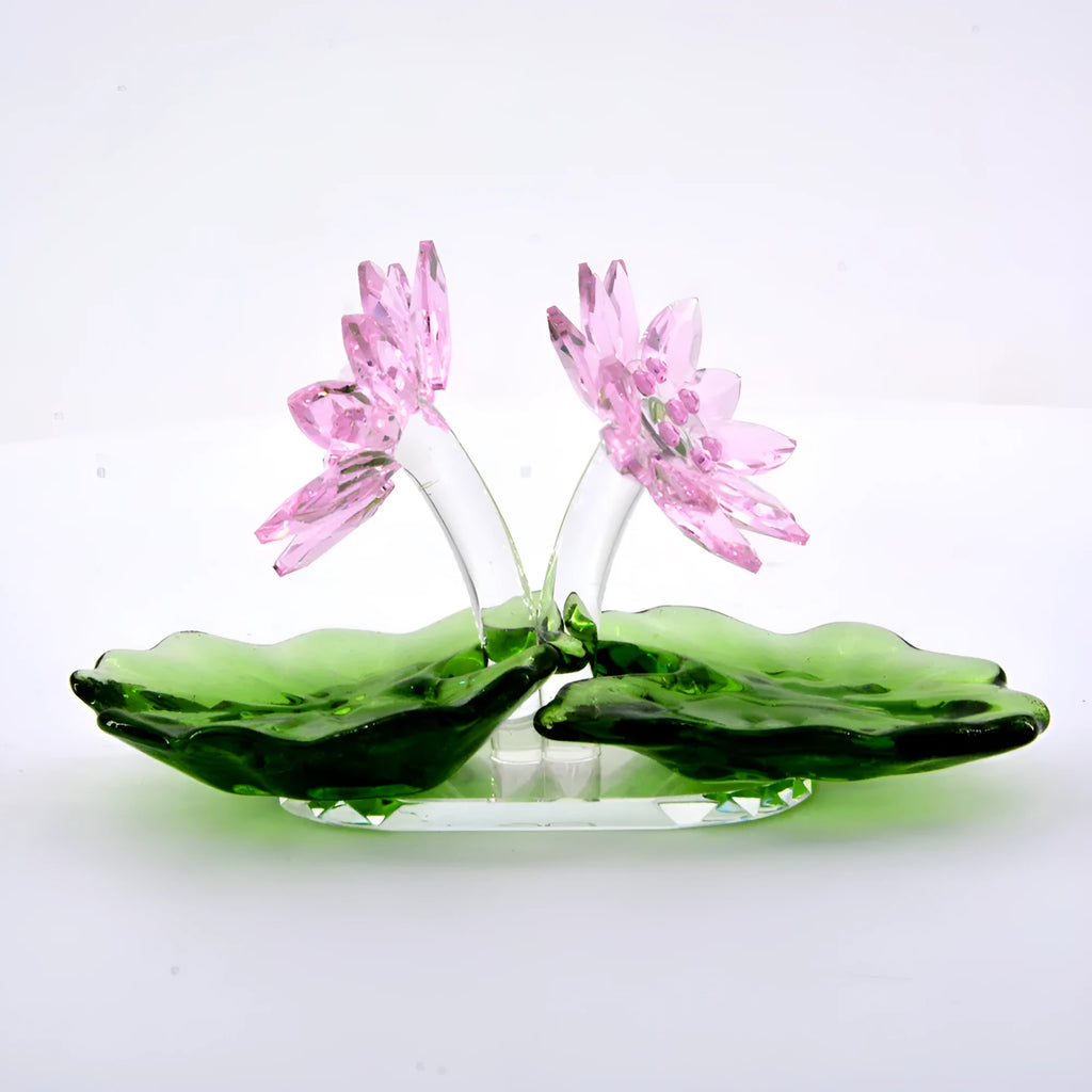 Pink hand-carved white crystal ornament cartoon paperweight sandblasted finish