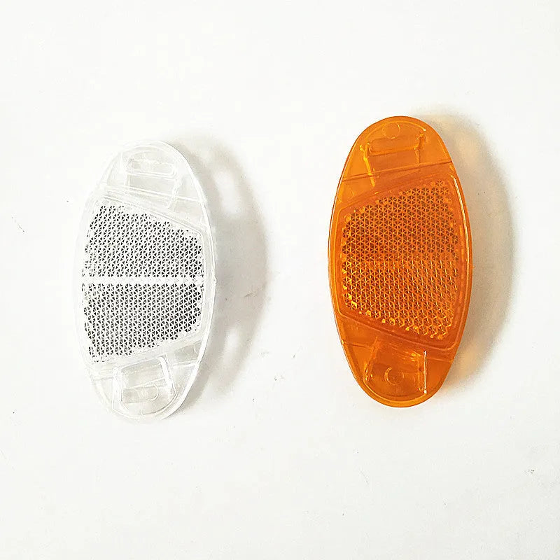 White and yellow plastic bicycle spoke reflectors with hot wheels decoration for night safety