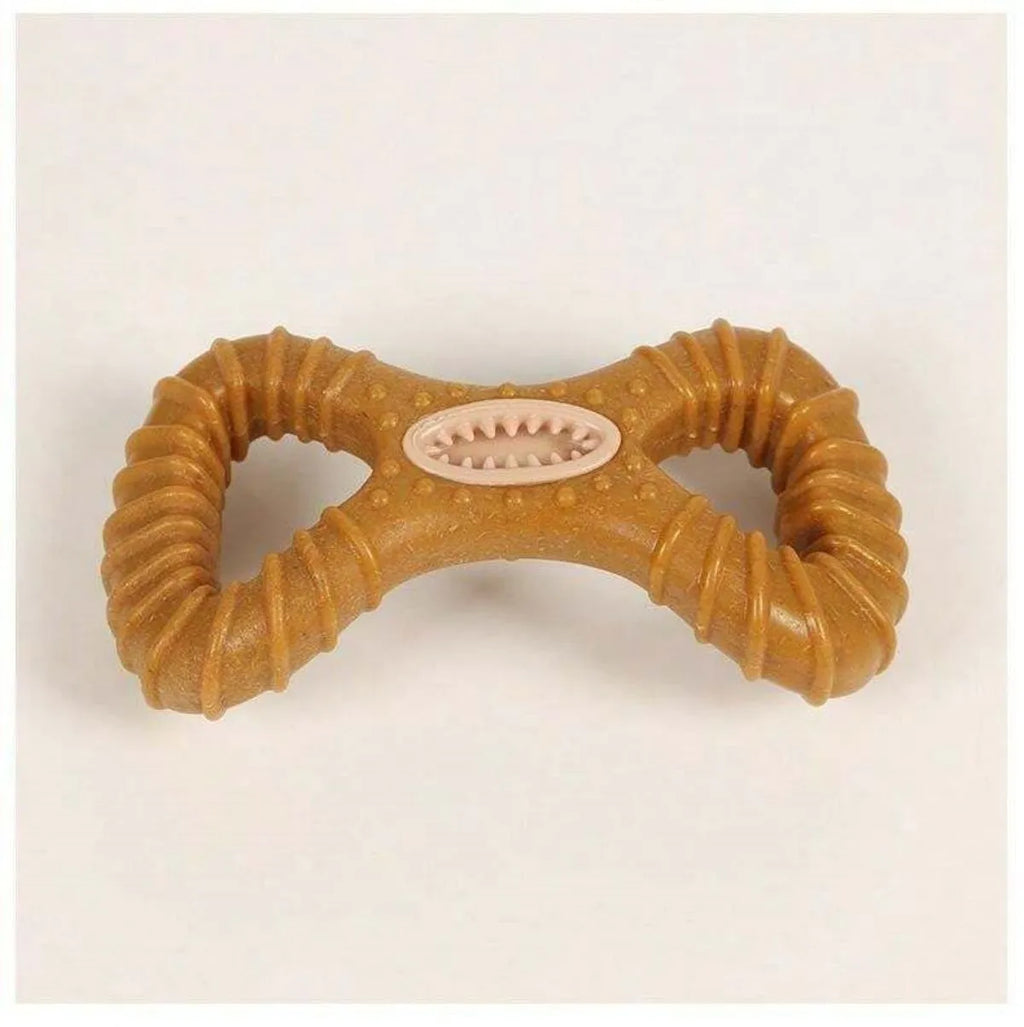 Durable rubber dog chew bone toy in Y-shape and 8-shape designs for teeth cleaning