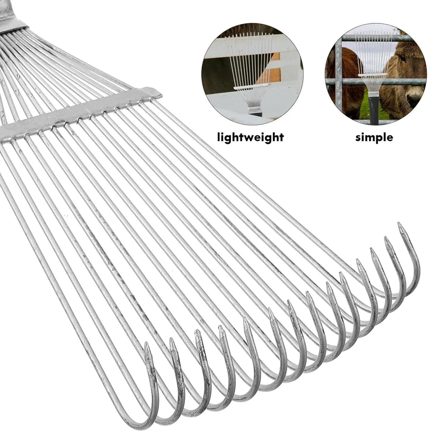 Stainless steel dematting brush rake comb for pet and livestock grooming with curved design