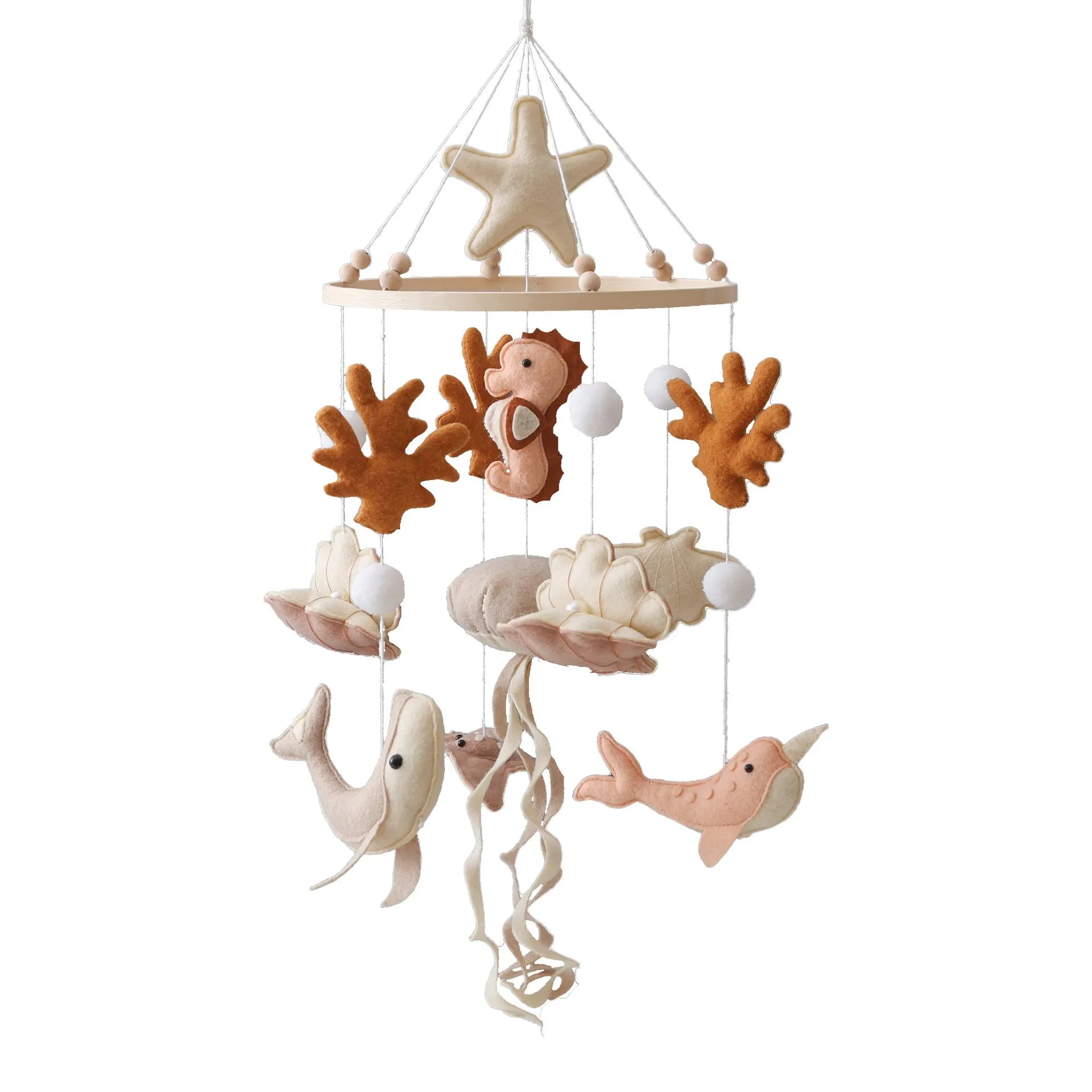 Baby bed bell pendant wind chime cloth hanging rattle with animal design for newborn vision training