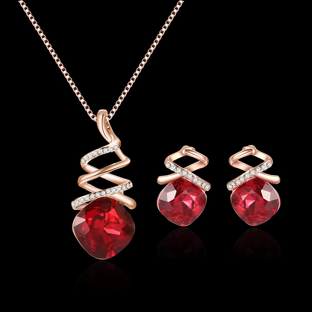 Women's alloy jewellery set with adjustable water wave chain necklace and matching earrings.