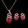 Women's alloy jewellery set with adjustable water wave chain necklace and matching earrings.