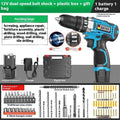 12V dual-speed impact pistol drill electric screwdriver set with plastic storage case