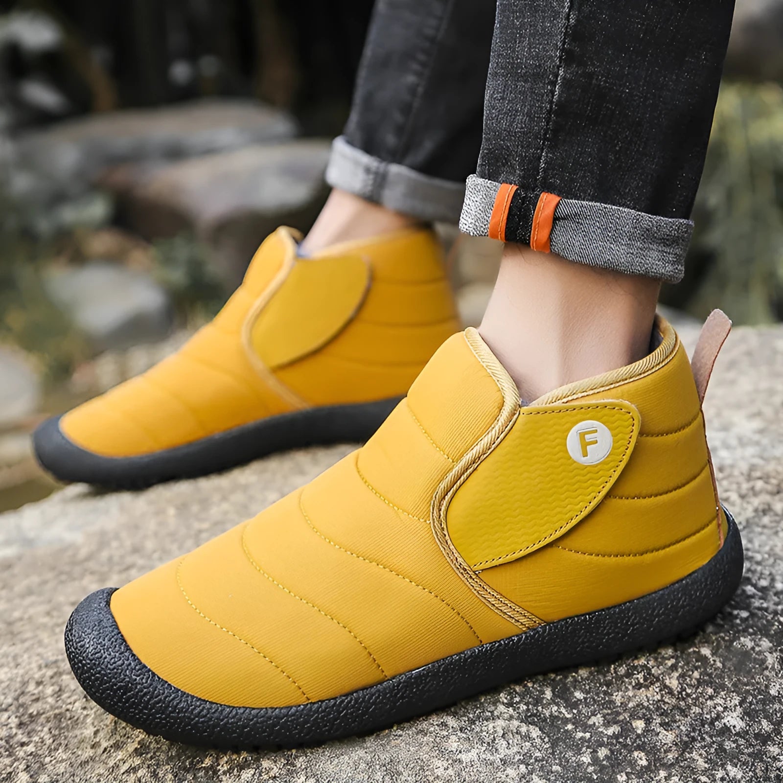 Men's waterproof cotton snow boots with non-slip rubber soles and plush lining in multiple colours