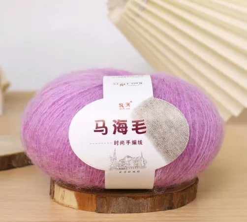 Mohair wool ball for DIY scarf knitting kit with Inverness thread in multiple colour options