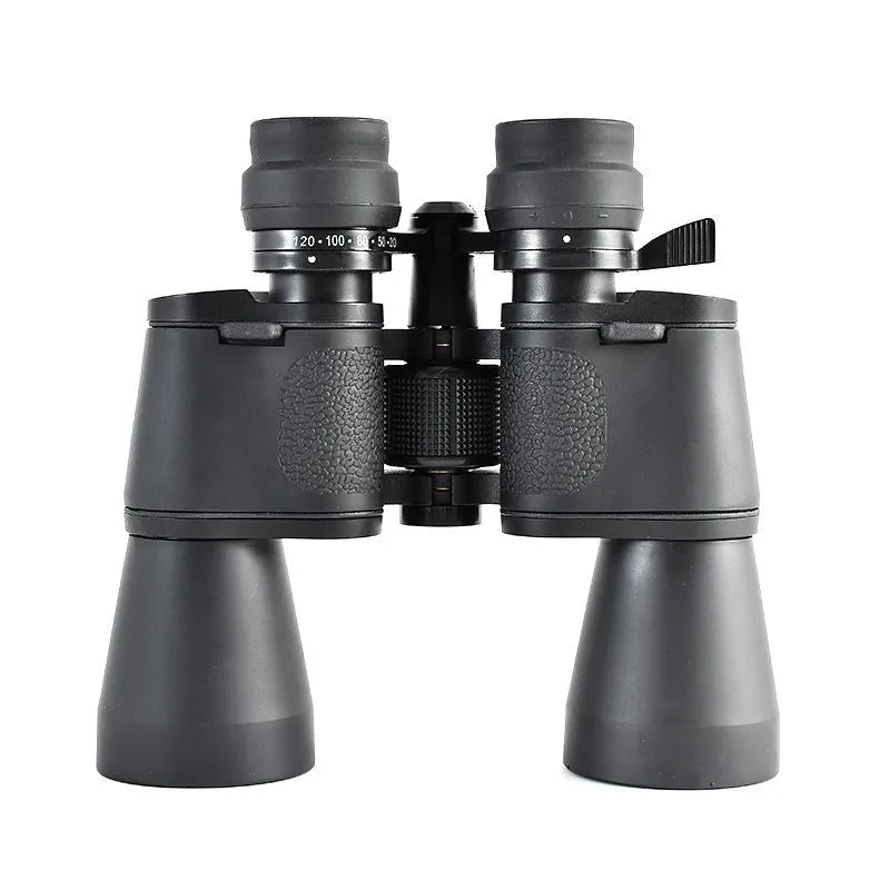 Outdoor binocular telescope with continuous 20-120x zoom and 100mm objective lenses