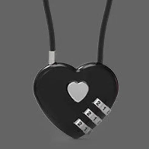 Peach heart shaped ABS plastic padlock with a long steel wire rope in one of six colour options.