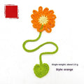 Hand-crocheted wool bookmark with daisy motifs on flexible wire in multiple colour options
