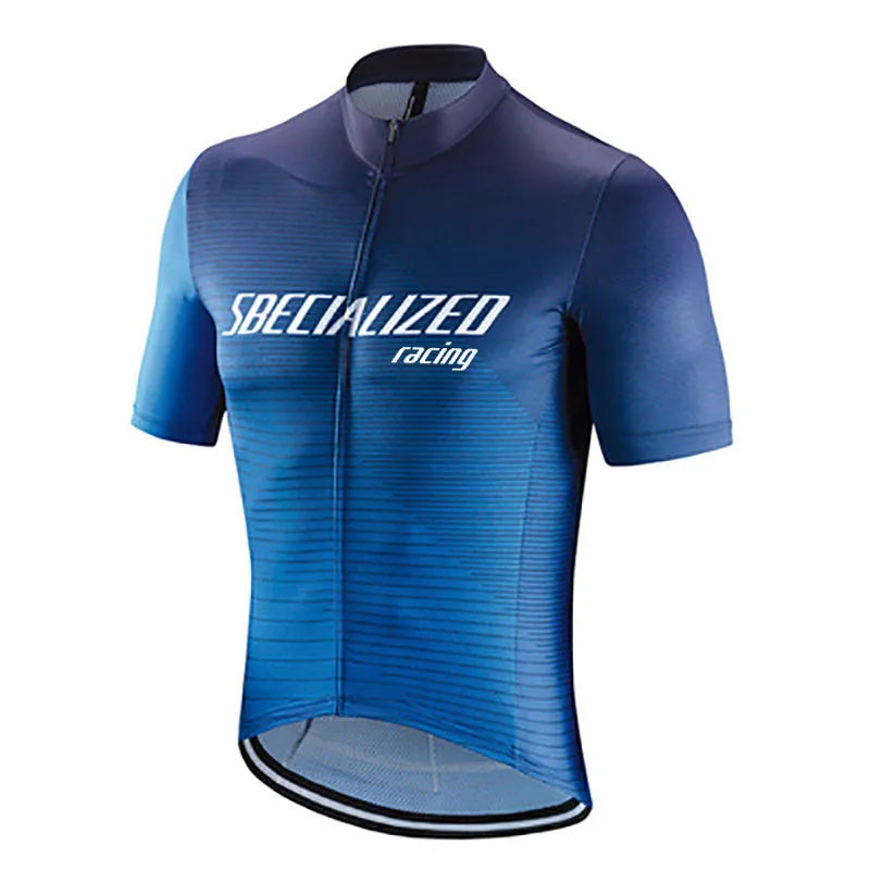 Summer men's mountain bike jersey suit with gel breathing pad, 80% polyester 20% Lycra, available in multiple colours