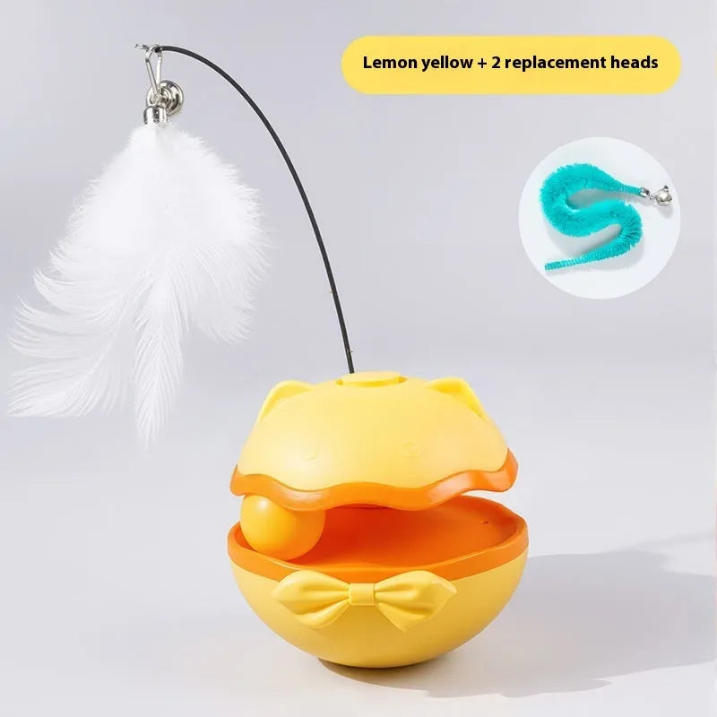 Electric cat teasing stick with self-tumbling action and LED light in plastic construction