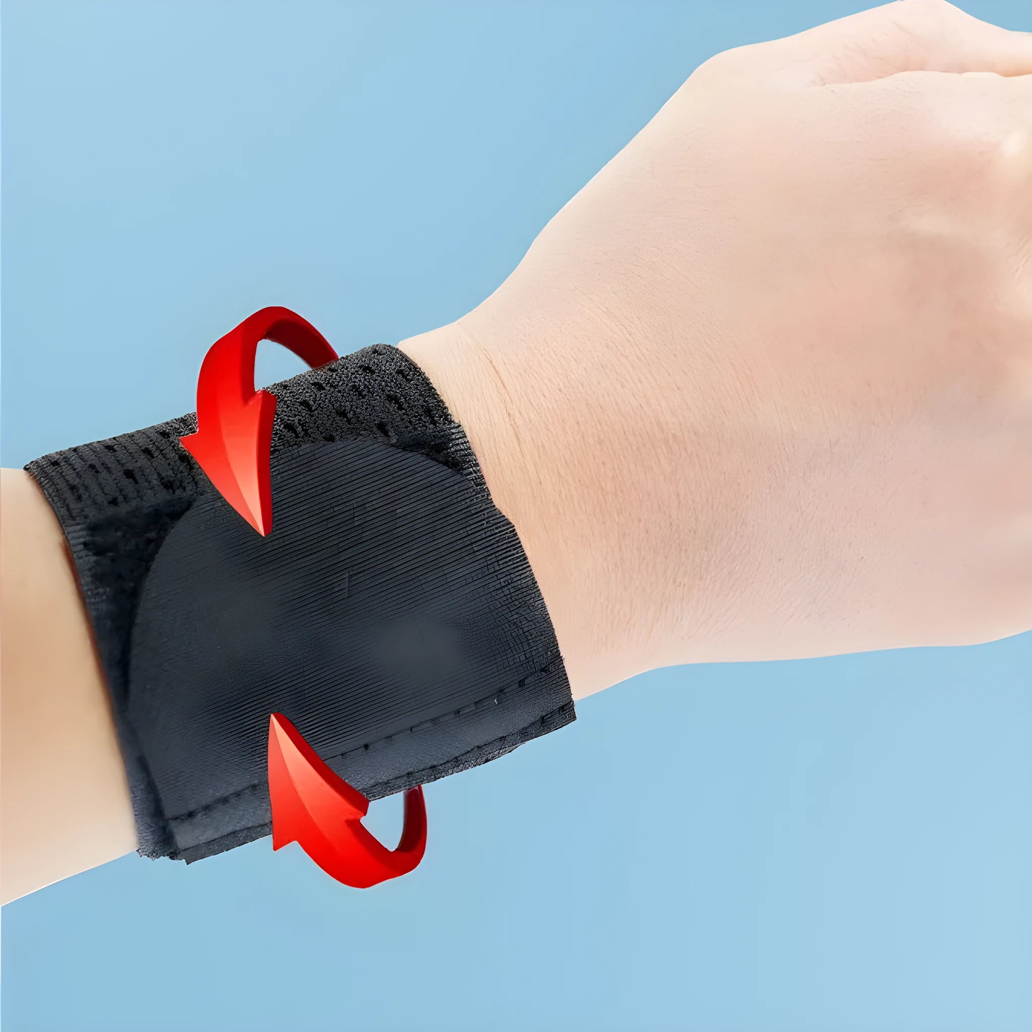 Breathable athletic wristguards in pink, black, and grey colours with elastic wrist support