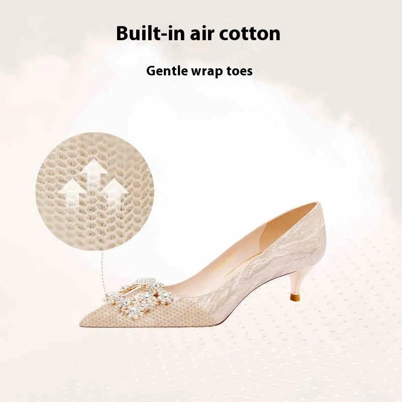 Champagne gold French engagement high heels with pointed toe and stiletto heel