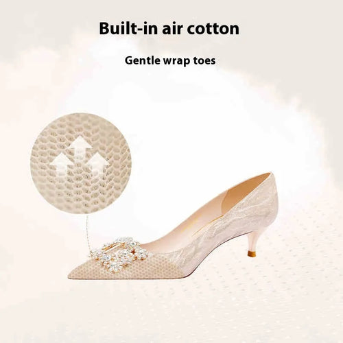 Champagne gold French engagement high heels with pointed toe and stiletto heel