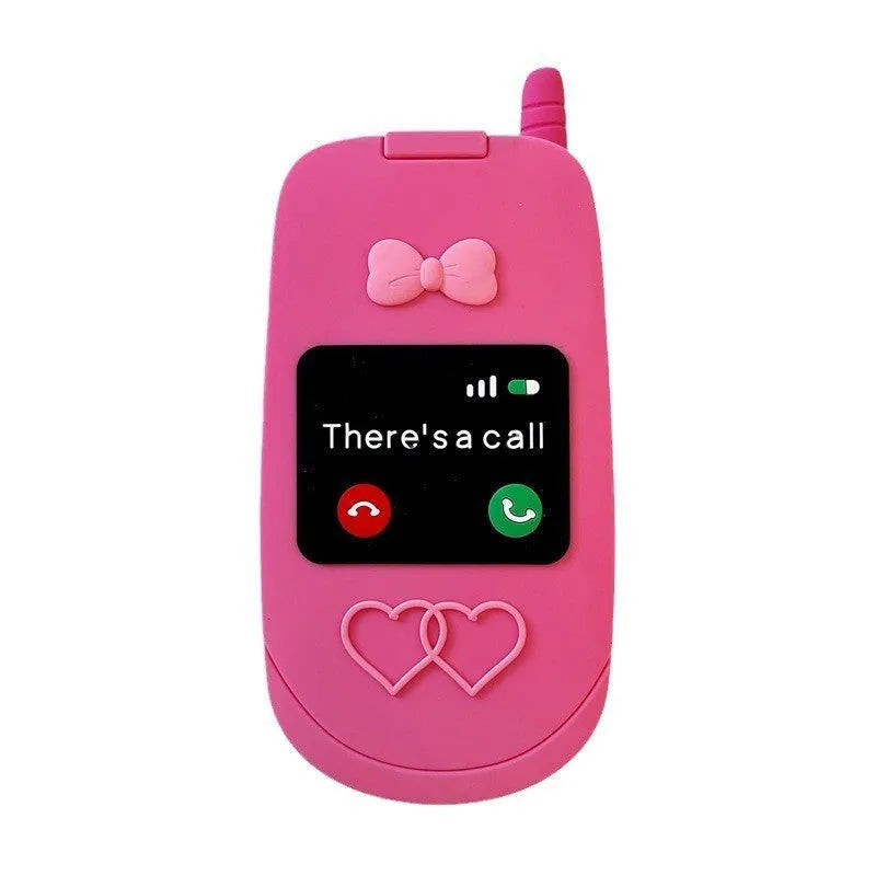 Light pink silicone flip phone case with mirror for iPhone models