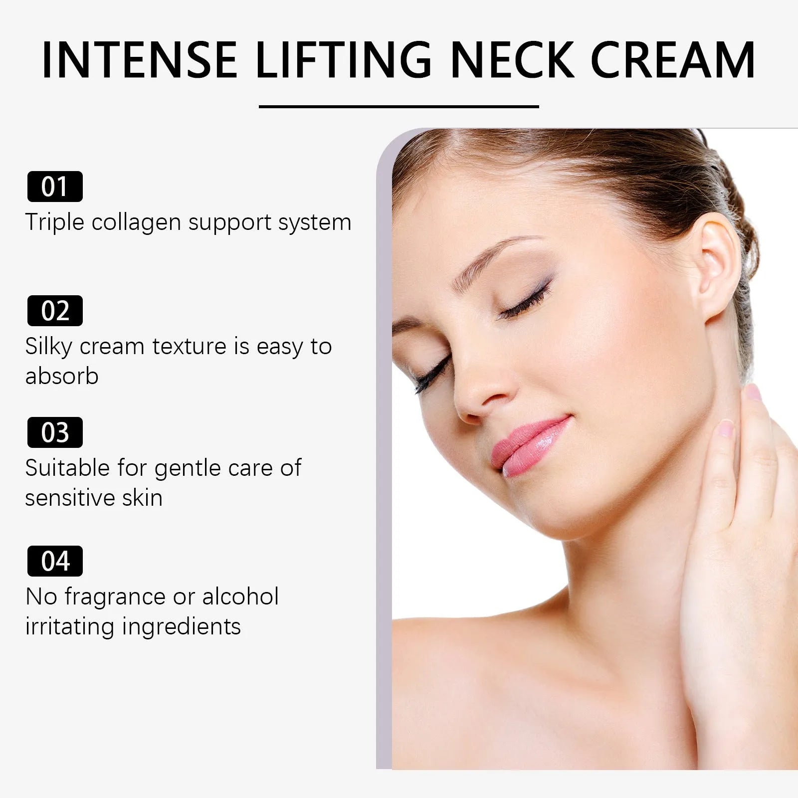 50g lifting and tightening neck cream in a white jar with adenosine and collagen