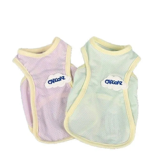 Lightweight polyester mesh cat vest in grass green colour with sports styling