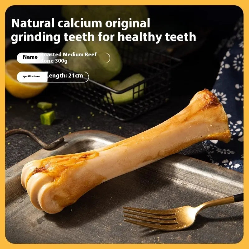 Large size pet molar rod chew toy for dogs with roasted ox bone flavour for dental cleaning and training