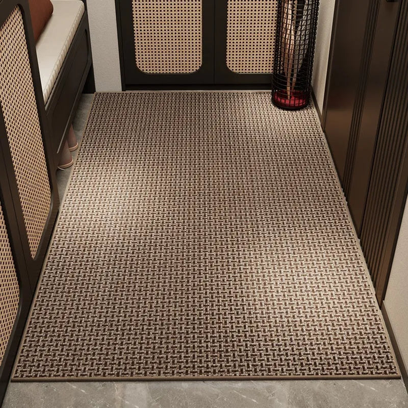 Linen doormat in solid colour at 60x90cm, available in gray, black, or brown options